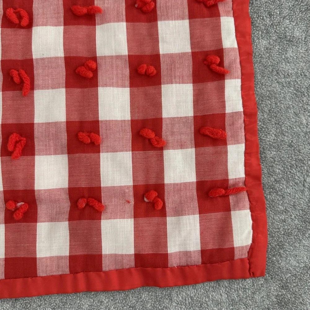 Vintage Raggedy Ann Quilt Baby Red Gingham Checkered Puffy Applique Handmade‎